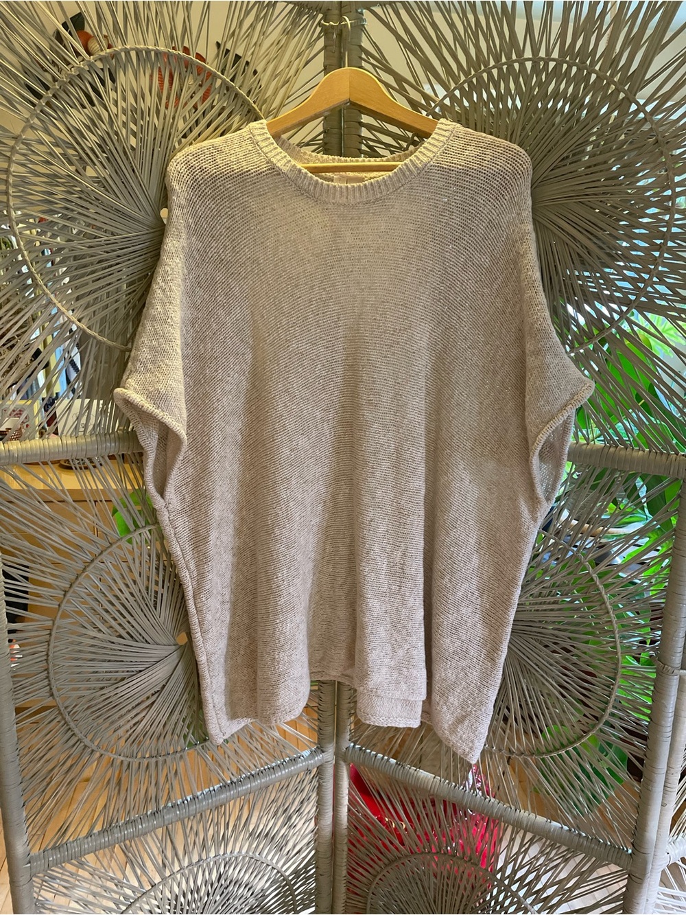Women’s Taupe Knit Poncho Sweater
